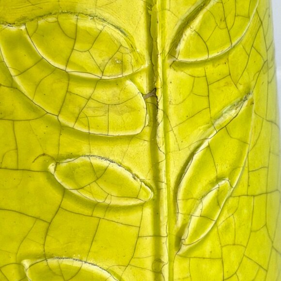 Crate & Barrel Vinca Vine Yellow Pottery Candle Pot 65 Hr Burn - Picture 5 of 7